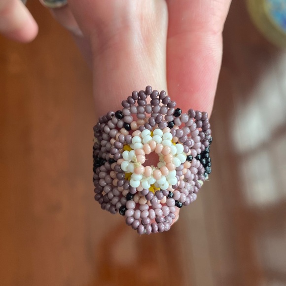 Huichol Beaded Flower Ring - Picture 9 of 10